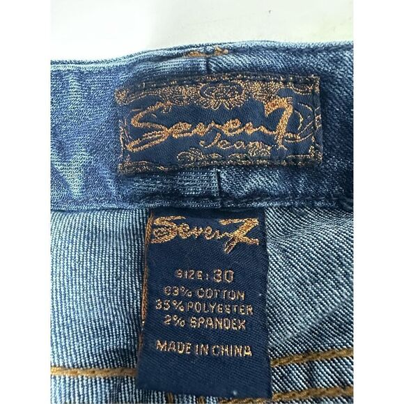 7 Seven For All Mankind White Paint Splatter Boot Cut Jeans Womens Sz 30/ 32 L - Picture 12 of 16